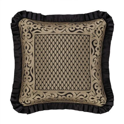 Bolero Black and Gold Square Embellished Decorative Throw Pillow 20" x 20"