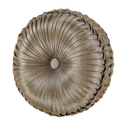 Glimmerstone Gold Tufted Round Decorative Throw Pillow 15" x 15"