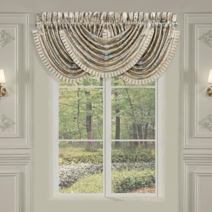 Jacqueline Teal Waterfall Window Valance By J Queen